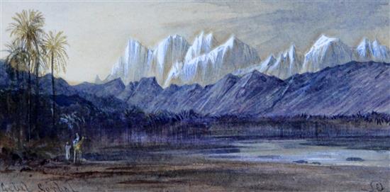 Attributed to Edward Lear (1812-1888) Gebel Serbal 4 x 8in.